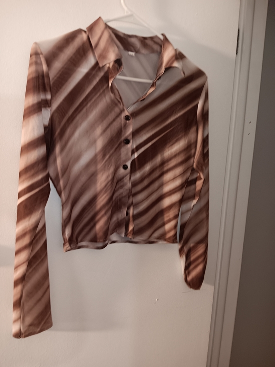 Tops - Women’s Brown Striped Button-Up Top